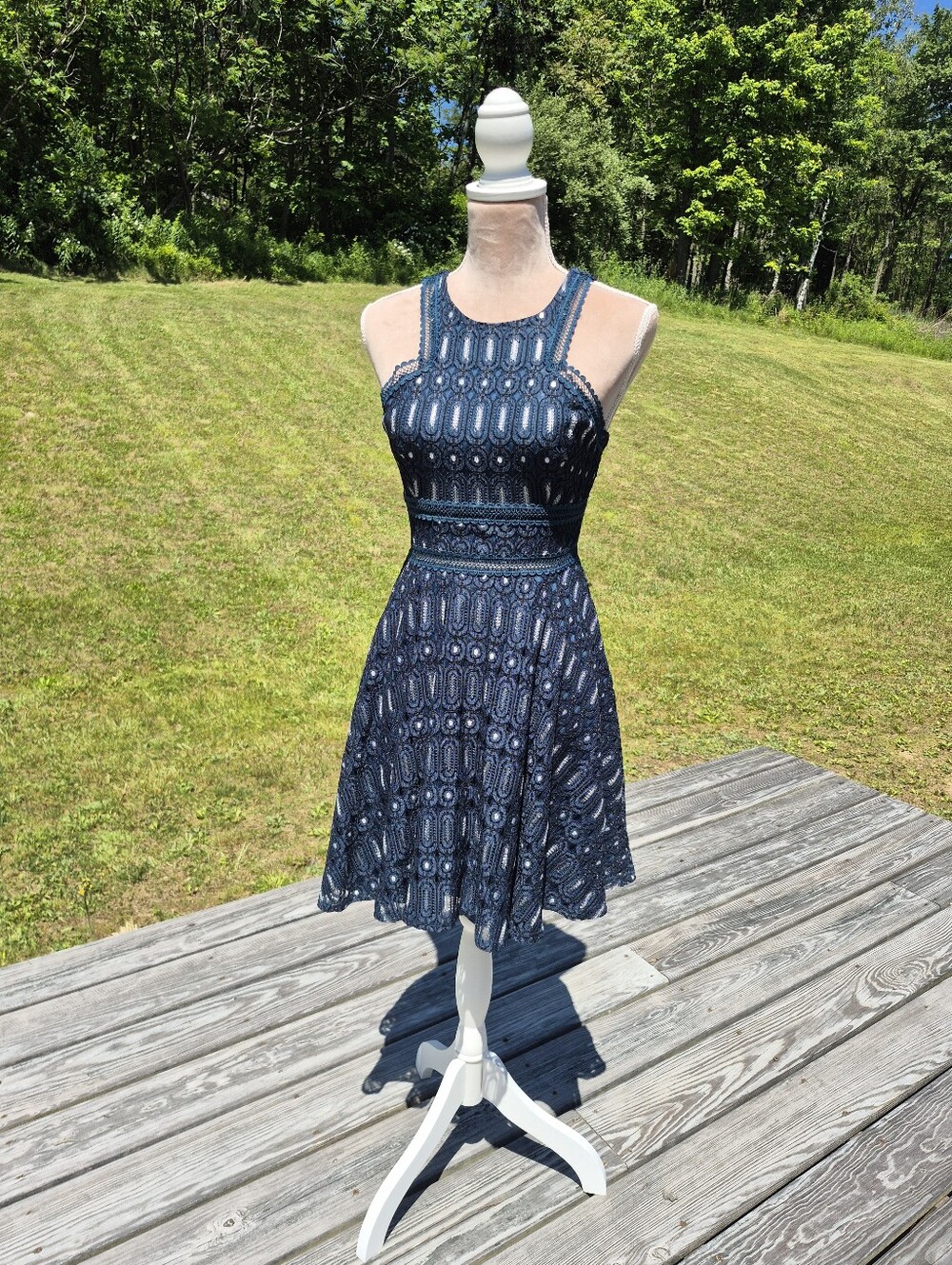 NWT Francesca's Bluish Green Sleeveless Lace Dress Size Small